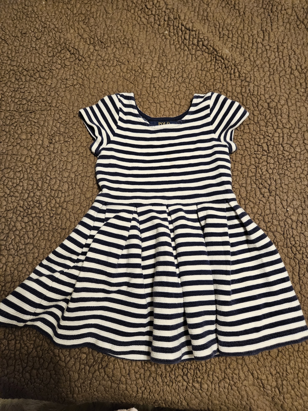 Polo by Ralph Lauren - Navy and White Striped Knit Dress - Size 3T